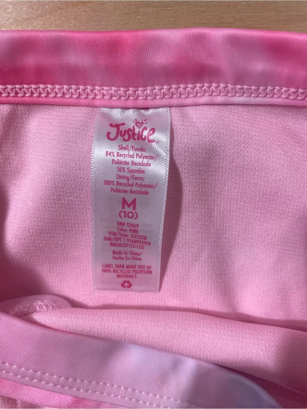 Justice Pink Girls Swim Set Top and Bottom 10 (RG)